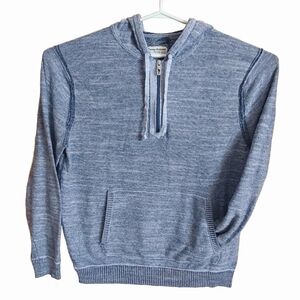 Tommy Bahama  Blue Men's Pullover Sweater hoodie 1/4 zipper Cotton Linen Size L
